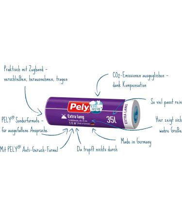 Buy Pely Anti-Odor Drawstring Garbage Bags - 35L Climate Neutral Value Pack (23x14) | Eco-Friendly International Shipping - Buy Online on GoSupps.com