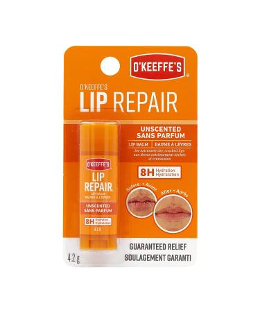 O'Keeffe's Unscented Lip Repair Lip Balm for Dry Cracked Lips Stick (Pack of 5) 5 Pack Unscented