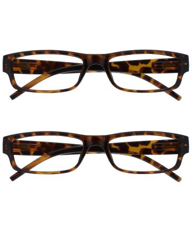 The Reading Glasses Company Brown Tortoiseshell Lightweight Comfortable Readers Value 2 Pack Designer Style Men Women UVR2PK032BR +3.50