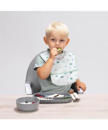 Miamia Baby Bibs Set with Sleeves - 5x BPA-Free Baby Bibs with Collecting Bowl & Velcro Fastener Oeko-Tex Standard 100 Tested Eco-Friendly Green - Perfect for Mess-Free Mealtime - Buy Online on GoSupps.com