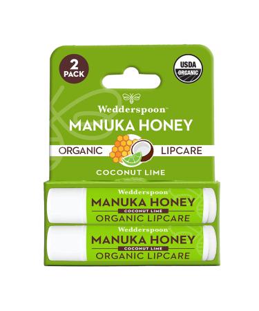 Wedderspoon Organic Manuka Honey Lip Balm | Smooth and Moisturizing | Coconut Lime (Pack of 2) 2 Pack Coconut Lime