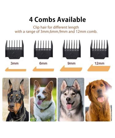 Maxshop Rechargeable Low Noise Dog Grooming Kit - Electric Clippers for Dogs and Cats - Includes Comb Guides, Scissors, and Nail Kit - Gold-1 - Buy Online on GoSupps.com