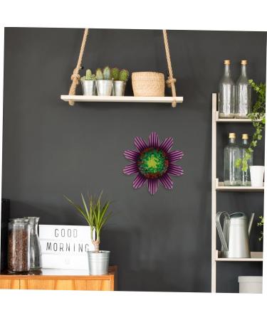 Alipis Wrought Iron Flowers Home Decor Vintage Decor Wall Flower Hanging Adornment Ornaments Office Outdoor 14x14cm Purple - Buy Online on GoSupps.com