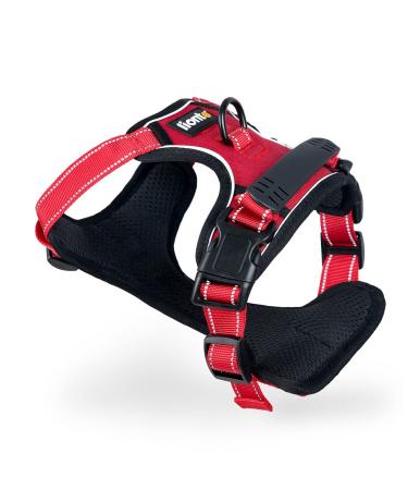 lionto dog harness padded anti-pull harness reflective safety harness adjustable size S red S Red