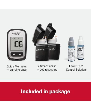 Accu-Chek Guide Me Glucose Monitor Kit - 200 Test Strips & Control Solution - Buy Online on GoSupps.com