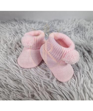 Royal Icon Newborn Baby Booties 0-3 Months - White Pink Pom Pom Booties | RI408 - Buy Online on GoSupps.com
