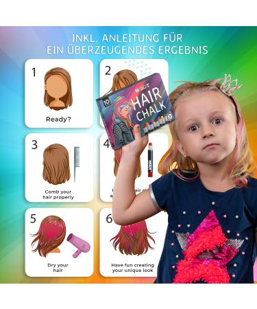 Magicat Premium Hair Cover for Girls | 10 Colors & 5 Hair Ties | Washable Non-Toxic & Fun | Ideal for Creative Play | Grade 1.2 Certified - Buy Online on GoSupps.com