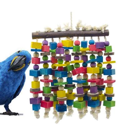 Deloky Large Bird Parrot Chewing Toy - Multicolored Natural Wooden Blocks Bird Parrot Tearing Toys Suggested for Large Macaws cokatoos,African Grey and a Variety of Amazon Parrots Colorful
