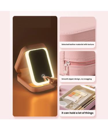 Travel Makeup Box Anti-loss 3 Colors Adjustable Lighting Jewelry Storage Box LED Mirror for Lipstick (Roseate) - Buy Online on GoSupps.com