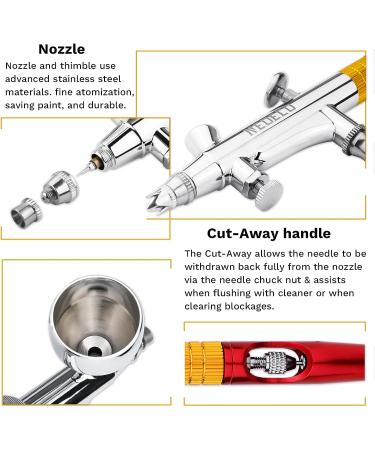 Airbrush Accessories 0.2/0.3/0.5MM Nozzle & Needle & Nozzle Cap & Multi  Function Reamer & Nozzle Wrench Replacement Parts