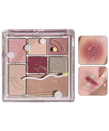 Natural Eyeshadow Palettes | 7 Colors Colorful Matte and Shimmer Pressed Eyeshadow - Matte Shimmer Pressed Eyeshadow Glitter Makeup Palette for Teens Beginners Travel Makeup Pochy No. 04 Temperament Purple Brown