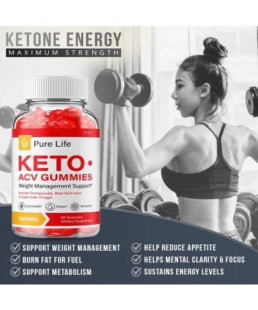 Pure Life Keto ACV Gummies - Advanced Formula 1000mg (60 Gummies) - Shark Tank Approved - Buy Online on GoSupps.com