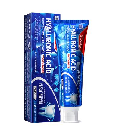 BIOAQUA 1.5X Instant Whitening Toothpaste Balance Oral Flora Whiten Gingival Protection Fresh Breath Enamel Safe 100g / 3.38oz (Descal Stain Removal (Hyaluronic Acid))