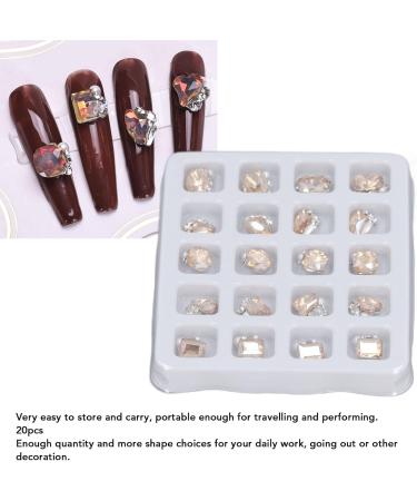 Nail Rhinestones Different Shape Rhinestone Nail Decoration Luxury 20pcs Nail Design Sparkling for Women for Travelling (Champagne) - Buy Online on GoSupps.com