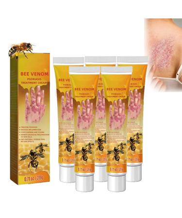 Tonkog Bee Venom Psoriasis Treatment Cream New Zealand Bee Venom Professional Psoriasis Treatment Cream Soothing and Moisturizing Psoriasis Cream Psoriasis Treatment for Skin (5PCS)