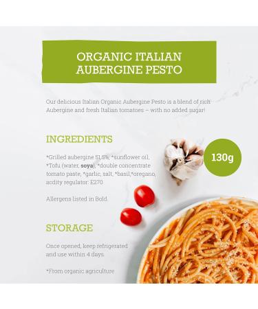 Mr Organic Aubergine Pesto 130g - Non GMO, Preservative Free, Gluten Free, Vegan - Grilled Aubergine & Italian Herbs - Buy Online on GoSupps.com