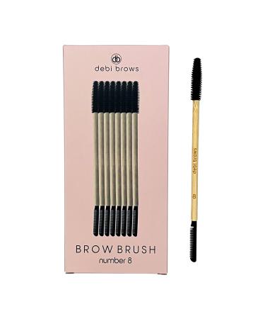 Eight Brush Versatile Double Sided Brow Brush Silicon Brush for Lamination Brow massage Define and Shape Bamboo holder