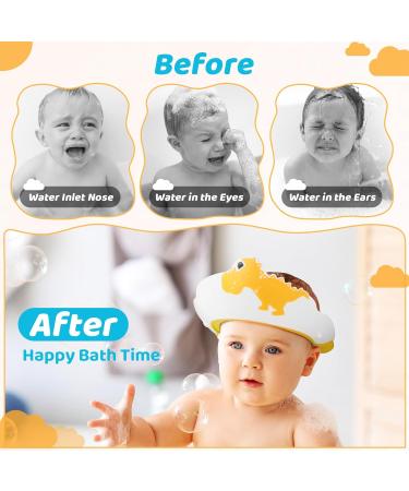 Kids Shower Cap Adjustable Hair Washing Caps Ear Covers for Shower Hair Washing Shampoo Shield Baby Visor for Eyes and Ears Protector Bath Head Shield for Infant (Yellow) - Buy Online on GoSupps.com