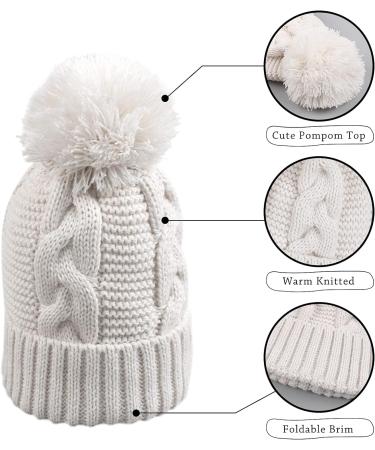 XIAOHAWANG Causal Winter Baby Knit Hat for Boys & Girls | Pompom Cap 0-3 Years | White+Pink - Buy Online on GoSupps.com