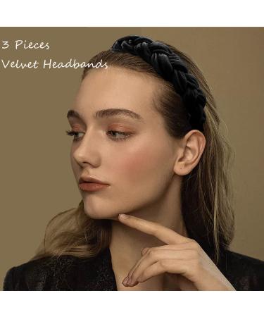 BOYIVI Velvet Braided Headbands 3-Piece Set for Women - Dark Color Wide Hairband for Sport and Yoga - Buy Online on GoSupps.com