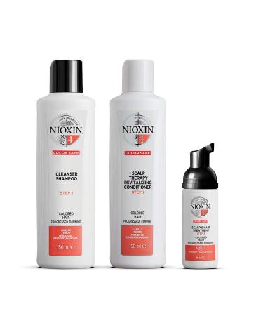 Nioxin System Kit 4, Hair Strengthening & Thickening Treatment, Treats & Hydrates Sensitive or Dry Scalp, For Color Treated Hair with Progressed Thinning, Trial Size (1 Month Supply)