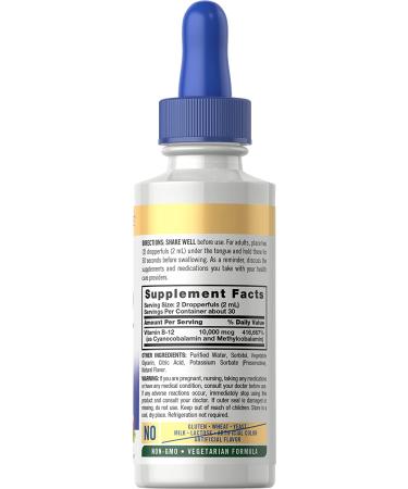 Carlyle Vitamin B12 Sublingual Liquid 10000mcg - 2 fl oz | Vegetarian, Non-GMO, Gluten-Free - Buy Online on GoSupps.com