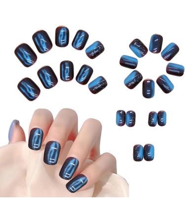 Stick on Nails - Soft Gel Press on Nails False Nail Coffin Short Glitter French Stick on Nails 12 Sizes Full Short Press Nails for Woman Girl Lencyh - Buy Online on GoSupps.com