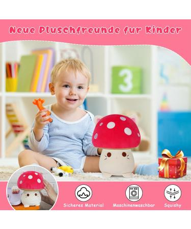 YamePuia Mushroom Cat Plush Toy | Soft Cat Pillow Cute Plush Doll Gift for Kids Perfect for Birthdays & Christmas - Buy Online on GoSupps.com