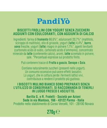 Italian Gourmet E.R. Mulino Bianco Pandiyo Pack of 12 sugar-free biscuits with yogurt and cereals 270g + gourmet Italian polpa 400g - Buy Online on GoSupps.com