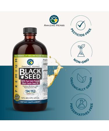 Buy Amazing Herbs Cold Pressed Black Seed Oil - Nigella Sativa for Digestive Health & Immune Support - 16 Fl Oz - Buy Online on GoSupps.com