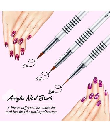 Mifoci 6-Piece 3D Acrylic Nail Brush Set - Kolinsky Painting Brush Pen Kit for Nail Art Salon - Sizes 2/4/5 - Buy Online on GoSupps.com