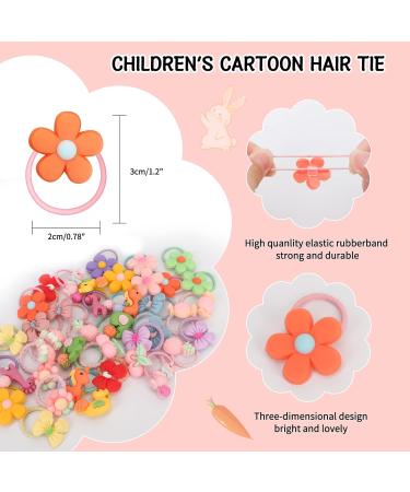 Unaone 40 PCS Cartoon Elastic Hair Bands for Girls - Cute Stretchable Rubber Hair Ties for Kids and Toddlers - Buy Online on GoSupps.com