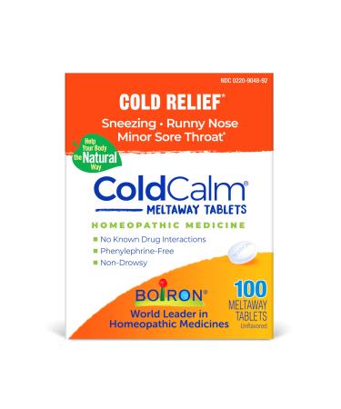 Boiron ColdCalm Tabs - 100 Count for Relief of Common Cold Symptoms Such as Sneezing Runny Nose Sore Throat and Nasal Congestion - Non-Drowsy Cold Calm Meltaway Tablets