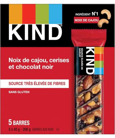 KIND Fruit & Nut Cherry Cashew & Dark Chocolate Gluten Free Low Sugar 1.4 Ounce 5 Count - Buy Online on GoSupps.com