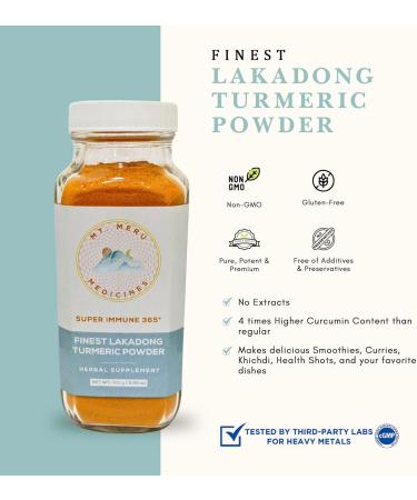 Mt.Meru Medicines Finest Lakadong Turmeric/Haldi Powder Non-GMO Third-Party Tested for Heavy Metals and Curcumin Content Hand-Picked Sun-Dried and Stone-Ground (100g/3.53oz) - Buy Online on GoSupps.com