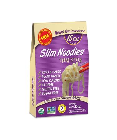 Keto Organic Thai Style Noodles, Made of Konjac Flour & Oat Fiber, Healthy Instant Meal Ready to Eat - 7 Ounce - Pack of 6