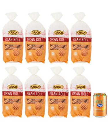 Pack of 8 Crich Gran Roll Shortbread Biscuits Cookies 1kg Bag + 1 Can of Yoga Peach Iced Tea 330ml