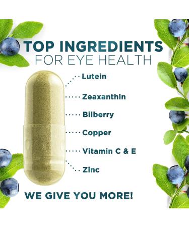 Eye Health Supplement with Lutein, Zeaxanthin, Zinc, Vitamin C & E - 120 Capsules - Supports Vision, Dryness, Eye Strain - Adult Eye Vitamins - Buy Online on GoSupps.com