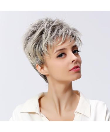 Buy 10 Women's Short Synthetic Blonde Wigs with Dark Roots - International Shipping Available - Buy Online on GoSupps.com