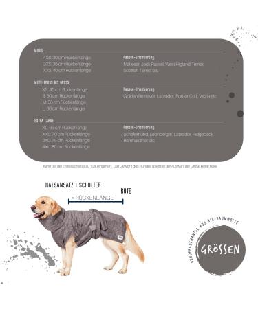 Buy Lills Dog Wadder - 100% Organic Cotton Bathrobe for Dogs | Extra Absorbent Stone Gray XXL (70 cm Back Length) - International Shipping Available - Buy Online on GoSupps.com