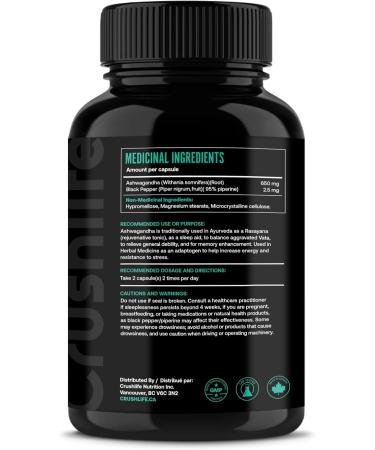 Crushlife Nutrition Organic Ashwagandha With Black Pepper - 60 Capsules - Buy Online on GoSupps.com