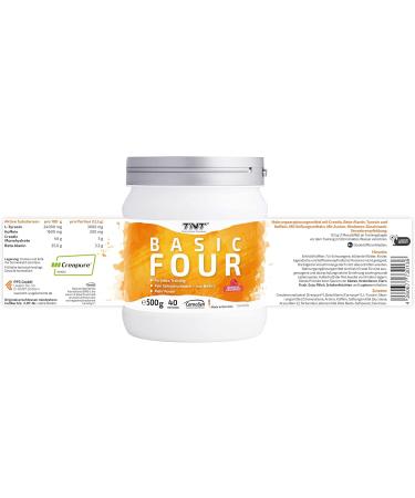TNT Basic Four Raspberry 500g - Pre Workout Booster with Creapure Creatine Tyrosine & Beta-Alanine | International Shipping Available - Buy Online on GoSupps.com