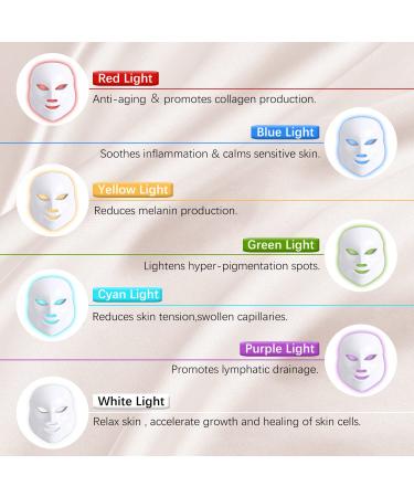 UGWUIA 7 Color LED Face Mask Light Therapy for Acne Reduction and Skin Care - Blue Red Light Therapy Facial Mask - Buy Online on GoSupps.com