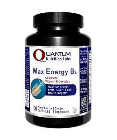 Quantum Nutrition Labs Max Engergy B - High Potency Vitamin B Complex Formula - 60 Plant-Based Capsules