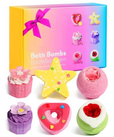 Bath Bombs for Women  6 pcs Aromatherapy Bath Bomb Gift Set  Bubble Bathbombs for Girls  for Mother's Day  Rich in Essential Oils  Skin Moisturizing  Unique Spa Gifts for Mom  Girlfriends 6Pcs