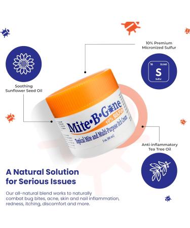Mite-B-Gone 10% Sulfur Cream 2oz for Itch Relief - Fast & Effective All-Natural Blend for Bites, Acne, Redness - Buy Online on GoSupps.com