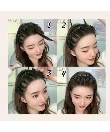 Bangs Hairstyle Hairpin Headband Fashion Braided Headbands Elegant Double Layer Plait Hair Tool For Women Girls - Buy Online on GoSupps.com