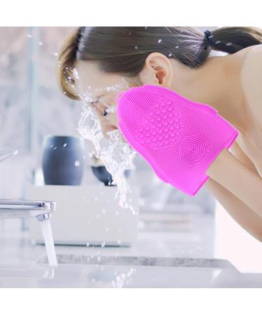 KALLORY Silicone Cleaning Gloves & Exfoliator Brush - Soft Face Cleansing Tools for Home Skin Care (Purple - Buy Online on GoSupps.com