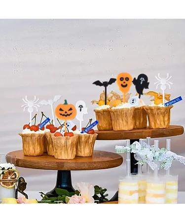Rsstarxi 50 Pack Plastic Halloween Food Toothpicks Halloween Cupcake Toppers Pumpkin Ghost Spider Bat Cupcake Food Picks for Fruit Appetizer halloween Birthday Party Cake Decorations Design 16 - Buy Online on GoSupps.com