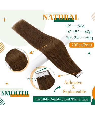 Buy Medium Brown 20 Inch Tape In Human Hair Extensions - 50g #4 - Ship Internationally - Buy Online on GoSupps.com